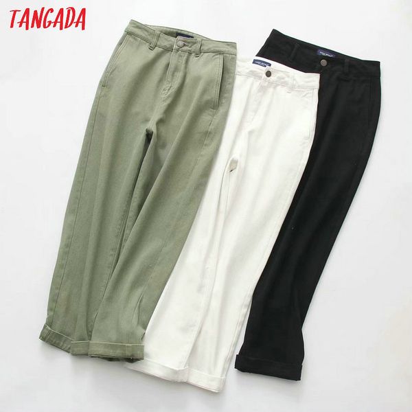tangada women casual solid jeans pants pockets high waist straight trousers stylish black white and amy green trousers lj200808, Blue
tangada women casual solid jeans pants pockets high waist straight trousers stylish black white and amy green trousers lj200808, Blue