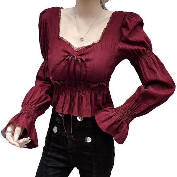 short shirts women summer slim pleated lace stitching ribbon long sleeved square-neck harajuku shirt women blouses1, White
short shirts women summer slim pleated lace stitching ribbon long sleeved square-neck harajuku shirt women blouses1, White
