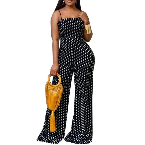 women summer jumpsuit spaghetti strip hollow back polka dot wide leg romper ladies casual slim playsuit y200904, Black;white
women summer jumpsuit spaghetti strip hollow back polka dot wide leg romper ladies casual slim playsuit y200904, Black;white