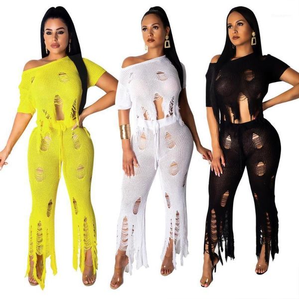 knit hollow out pants women sets slash neck short and pants see through club outfits women 2 piece set1, White
knit hollow out pants women sets slash neck short and pants see through club outfits women 2 piece set1, White