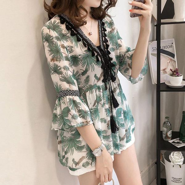 women's blouses & shirts women fashion bohemian chiffon blouse female tassel floral printed shirt flare sleeve v-neck loose plus size, White
women's blouses & shirts women fashion bohemian chiffon blouse female tassel floral printed shirt flare sleeve v-neck loose plus size, White