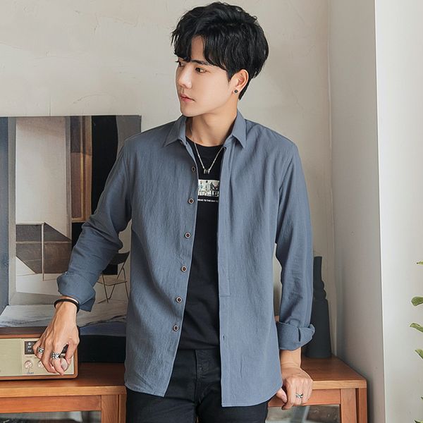 autumn 2020 new long sleeve shirt fashion solid color korean men's coat, White;black
autumn 2020 new long sleeve shirt fashion solid color korean men's coat, White;black