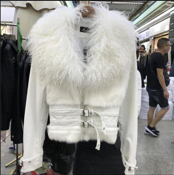 2020 winter new korean big sheep fur collar jacket short pu leather jacket woman slim black/white motorcycle biker1
2020 winter new korean big sheep fur collar jacket short pu leather jacket woman slim black/white motorcycle biker1