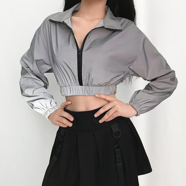 casual slim cloth silver fluorescent crop jacket women lapel waist short reflective zipper jacket turn-down collar streetwear1, Black;brown
casual slim cloth silver fluorescent crop jacket women lapel waist short reflective zipper jacket turn-down collar streetwear1, Black;brown