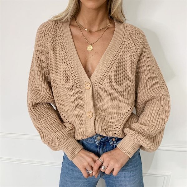 korean knit cardiagns 2020 new autumn winter sweater for women's solid color v-neck lantern sleeve button knitted cardigan lj201017, White;black
korean knit cardiagns 2020 new autumn winter sweater for women's solid color v-neck lantern sleeve button knitted cardigan lj201017, White;black