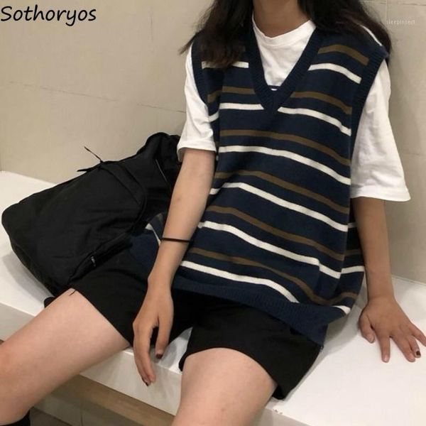 vest women striped vintage casual korean-style baggy trendy simple preppy-style student all-match harajuku sleeveless sweaters1, Black;white
vest women striped vintage casual korean-style baggy trendy simple preppy-style student all-match harajuku sleeveless sweaters1, Black;white