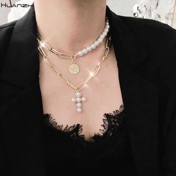 huanzhi 2020 bohemia multilayer pearls cross metal coin portrait gold chain asymmetry necklace for women girl beach jewelry, Silver
huanzhi 2020 bohemia multilayer pearls cross metal coin portrait gold chain asymmetry necklace for women girl beach jewelry, Silver