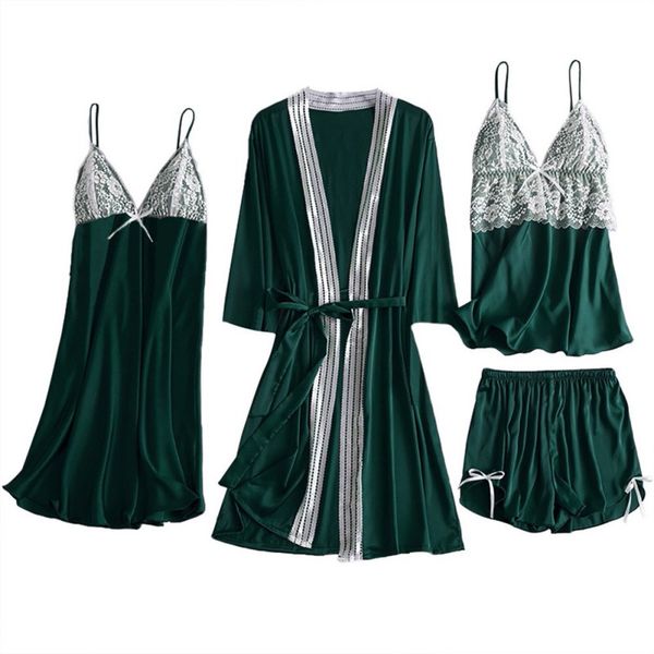 women's sleepwear women 4 pieces pajamas set silk satin robe lace trim bow gown dress camisole shorts suit plus size 3xl, Black;red
women's sleepwear women 4 pieces pajamas set silk satin robe lace trim bow gown dress camisole shorts suit plus size 3xl, Black;red