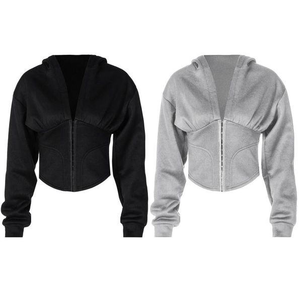 women's hoodies & sweatshirts women long sleeve corset deep v-neck solid color crop top, Black
women's hoodies & sweatshirts women long sleeve corset deep v-neck solid color crop top, Black