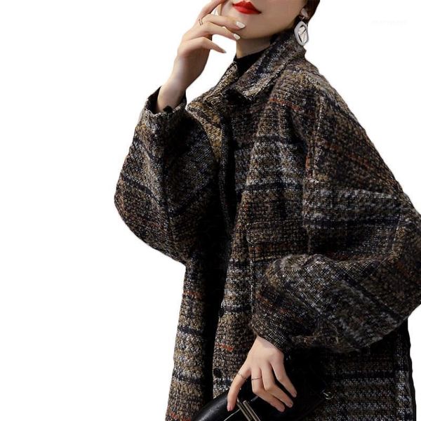 women's blouses & shirts vintage women's plaid woolen jacket spring autumn loose 2021 casual long sleeve sanded women coats 109b1, White
women's blouses & shirts vintage women's plaid woolen jacket spring autumn loose 2021 casual long sleeve sanded women coats 109b1, White