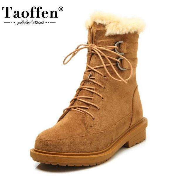 taoffen women ankle snow boots metal buckle lace up shoes flock round toe flats plush fur warm boots winter size 34-39, Black
taoffen women ankle snow boots metal buckle lace up shoes flock round toe flats plush fur warm boots winter size 34-39, Black
