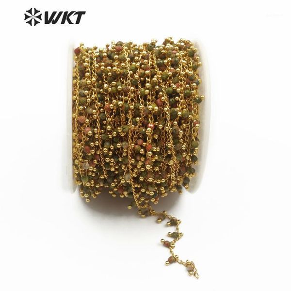 wt-rbc088 beautiful unakite rondelle bead rosary chain 3mm round shape gem stone brass wire wrapped chain for jewelry making1, Silver
wt-rbc088 beautiful unakite rondelle bead rosary chain 3mm round shape gem stone brass wire wrapped chain for jewelry making1, Silver
