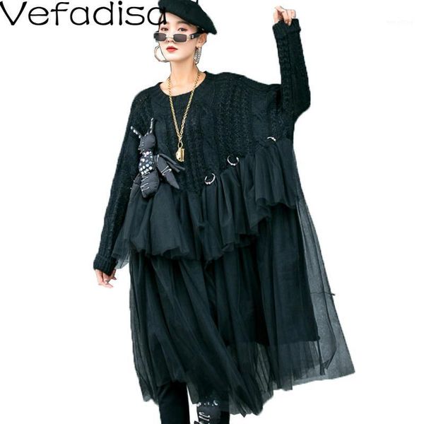 vefadisa black doll decoration sweater dress women 2020 autumn mesh patchwork knitting dress irregular pullover qyf39981, White;black
vefadisa black doll decoration sweater dress women 2020 autumn mesh patchwork knitting dress irregular pullover qyf39981, White;black