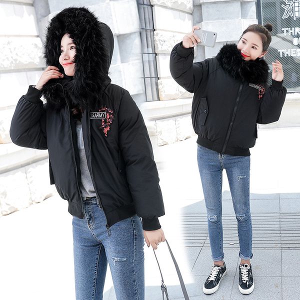 winter 2021 new female short fur collar embroidered down cotton quilted jacket 1 5lw7, Black
winter 2021 new female short fur collar embroidered down cotton quilted jacket 1 5lw7, Black