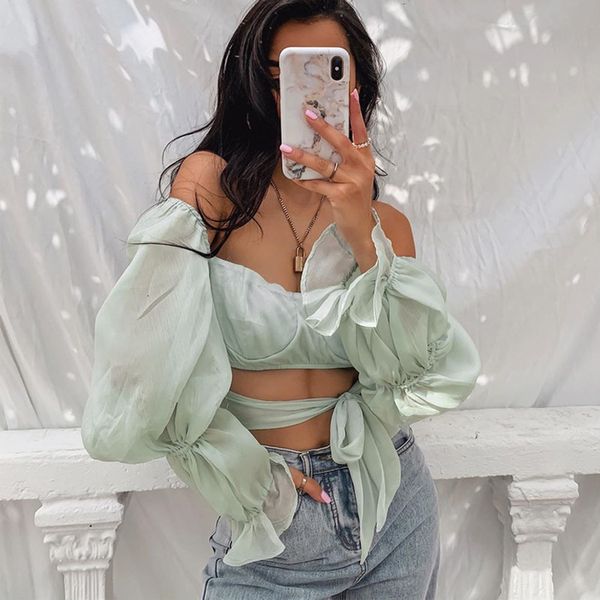2021 summer new chiffon shoulder flared sleeve lace up hollow out navel women's cf107
2021 summer new chiffon shoulder flared sleeve lace up hollow out navel women's cf107