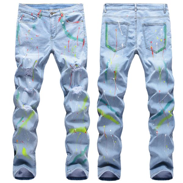 high street hip and drawing jeans hop style painting cat whisker splash ink color paint elastic hole small straight tube jeans pants man bc0, Blue
high street hip and drawing jeans hop style painting cat whisker splash ink color paint elastic hole small straight tube jeans pants man bc0, Blue