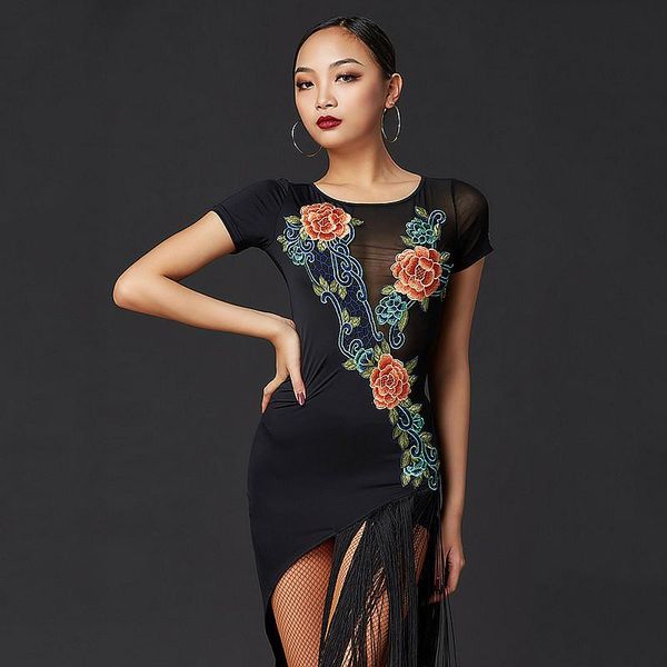 stage wear latin dance dress fringe skirt ladies practice cha salsa tango rumba dancing performance clothe, Black;red
stage wear latin dance dress fringe skirt ladies practice cha salsa tango rumba dancing performance clothe, Black;red