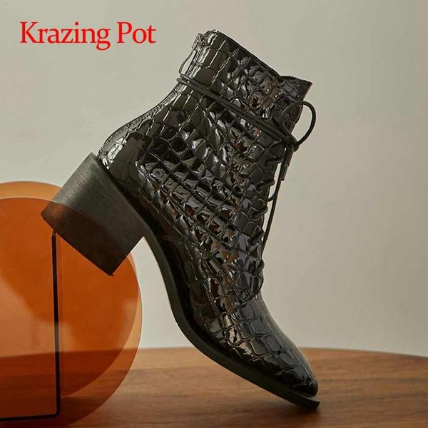 krazing pot large size real leather gingham fashion round toe thick high heels lace up elegant lady daily wear ankle boots l7f6, Black
krazing pot large size real leather gingham fashion round toe thick high heels lace up elegant lady daily wear ankle boots l7f6, Black