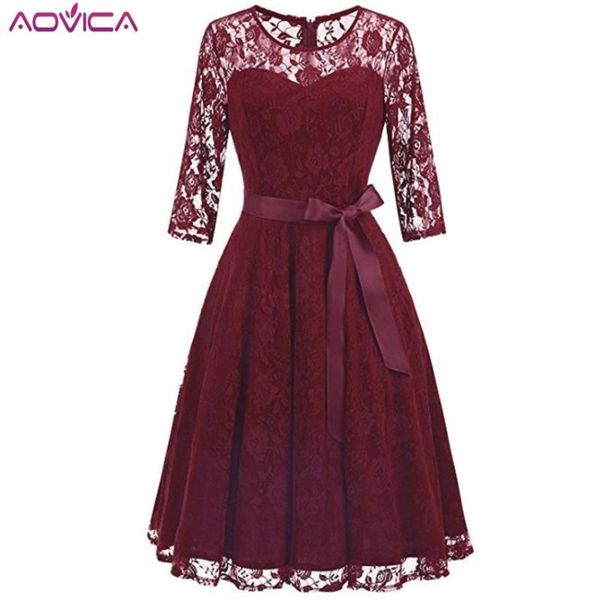 aovica robe femme embroidery vintage lace dress women o neck hollow out dresses 3/4 sleeve casual evening party a line vestidos, Black;gray
aovica robe femme embroidery vintage lace dress women o neck hollow out dresses 3/4 sleeve casual evening party a line vestidos, Black;gray