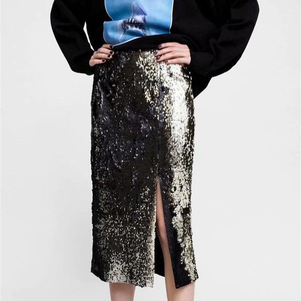 2019 spring new european and american style elegant front slit pencil skirt chic sequins beaded skirt women, Black
2019 spring new european and american style elegant front slit pencil skirt chic sequins beaded skirt women, Black