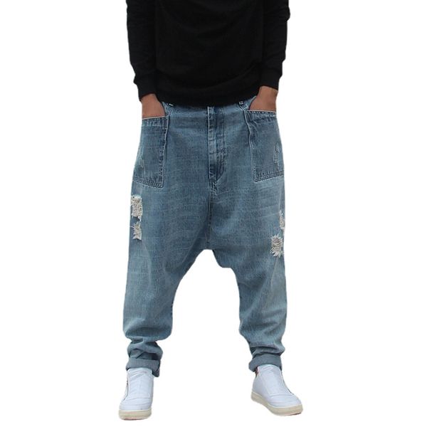 men's jeans punk hipster flying squirrel loose fat jeans streetwear men fashion harem alternative hole hip hop pants, Blue
men's jeans punk hipster flying squirrel loose fat jeans streetwear men fashion harem alternative hole hip hop pants, Blue