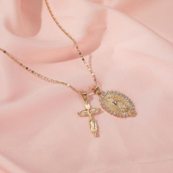 christian cross necklace virgin mary retro pendant for women gold color rhinestone chain choker necklaces jewelry wholesale, Silver
christian cross necklace virgin mary retro pendant for women gold color rhinestone chain choker necklaces jewelry wholesale, Silver