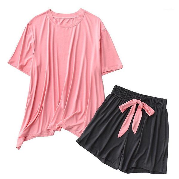 2020 new modal pajamas set short women homewear summer comfort clothing round neck+shorts pant female sleepwear soft modal shirt1, Black;red
2020 new modal pajamas set short women homewear summer comfort clothing round neck+shorts pant female sleepwear soft modal shirt1, Black;red