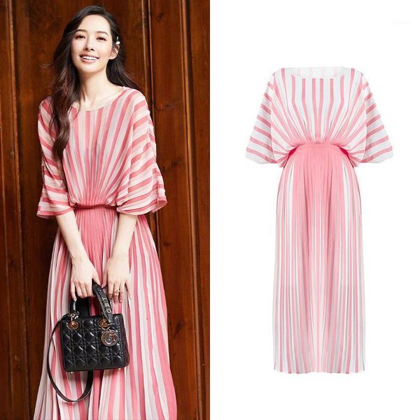 guo biting star same 2020 summer dress new pink stripe pleated bat sleeve chiffon fairy dress trend1, Black;gray
guo biting star same 2020 summer dress new pink stripe pleated bat sleeve chiffon fairy dress trend1, Black;gray