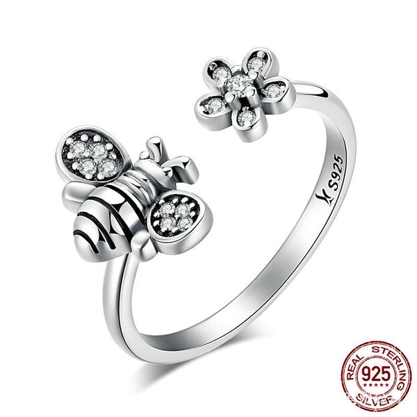 cute honey bee 925 sterling silver sparkling cz flower open ring band for women girls
cute honey bee 925 sterling silver sparkling cz flower open ring band for women girls