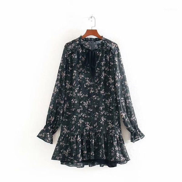 women sweet bow tied v neck floral print hem ruffles mini dress elegant ladies long sleeve chiffon vestidos chic dresses ds30931, Black;gray
women sweet bow tied v neck floral print hem ruffles mini dress elegant ladies long sleeve chiffon vestidos chic dresses ds30931, Black;gray