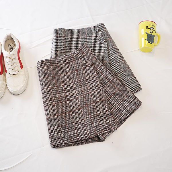 women's shorts fashion 2021 autumn winter woolen skirt women high waist wide leg plaid plus size short pants ladies, White;black
women's shorts fashion 2021 autumn winter woolen skirt women high waist wide leg plaid plus size short pants ladies, White;black