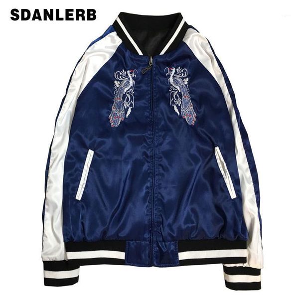 spring autumn satin baseball jacket on both sides wear short jacket heavy-duty embroidered couple jackets femme and male street1, Black;brown
spring autumn satin baseball jacket on both sides wear short jacket heavy-duty embroidered couple jackets femme and male street1, Black;brown
