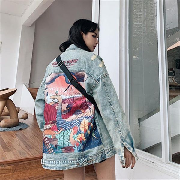 2020 new autumn women vintage streetwear punk style jean jacketfunny cartoon print long denim jacket women jacket1, Black;brown 
2020 new autumn women vintage streetwear punk style jean jacketfunny cartoon print long denim jacket women jacket1, Black;brown
