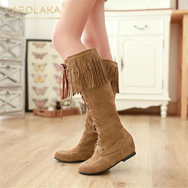 lapolaka 2021 western boots women concise fringe height increasing lace-up knee-high boots winter shoes ladies, Black
lapolaka 2021 western boots women concise fringe height increasing lace-up knee-high boots winter shoes ladies, Black