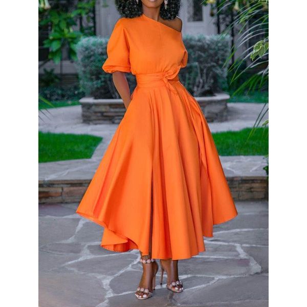 2021 casual long dress women summer one shoulder street travel high waist robe ladies big swing evening elegant day dresses, Black;gray
2021 casual long dress women summer one shoulder street travel high waist robe ladies big swing evening elegant day dresses, Black;gray