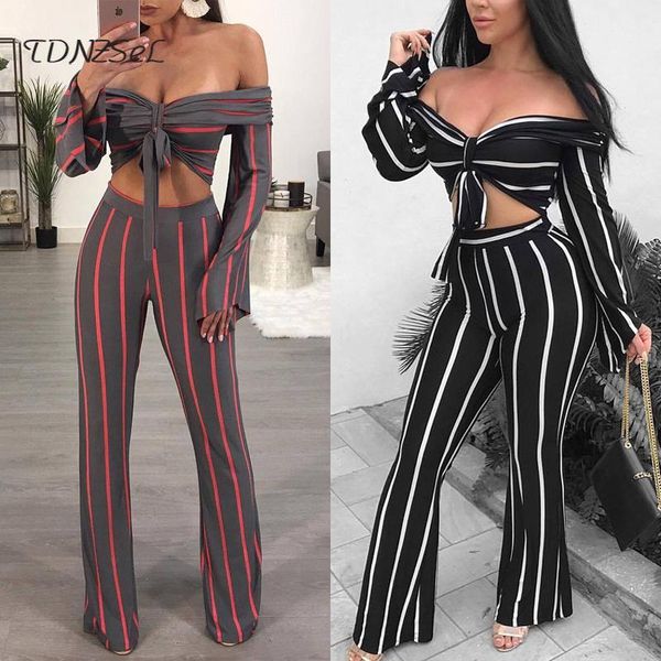long sleeve off shoulder crop red black striped slim pants party 2 two piece set women strapless backless twin set suit, White
long sleeve off shoulder crop red black striped slim pants party 2 two piece set women strapless backless twin set suit, White