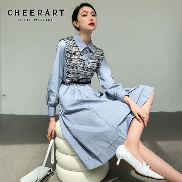 cheerart 2 piece autumn long sleeve shirt dress women button up tunic a line collar korean casual dress blue beige fashion, Black;gray
cheerart 2 piece autumn long sleeve shirt dress women button up tunic a line collar korean casual dress blue beige fashion, Black;gray