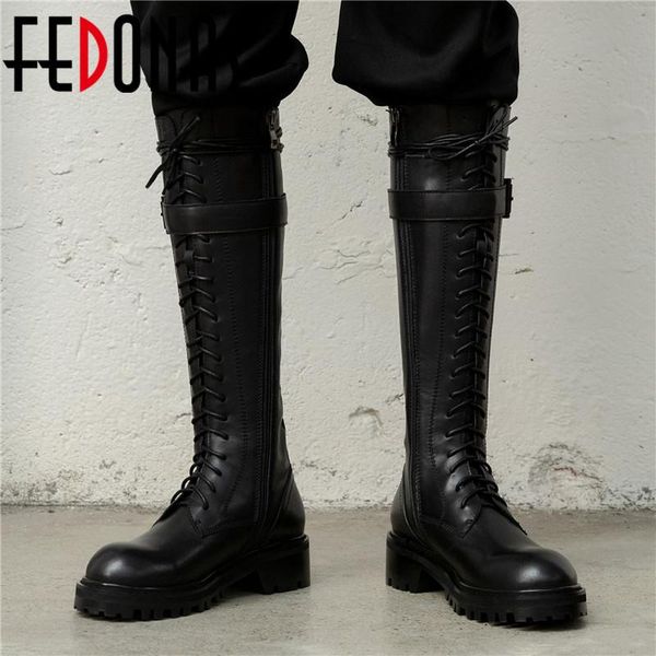 fedonas retro platform motorcycle boots for girls 2020 fall genuine leather chunky heels knee high boots working shoes woman, Black
fedonas retro platform motorcycle boots for girls 2020 fall genuine leather chunky heels knee high boots working shoes woman, Black