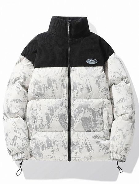 men colorblock mountain patched detail drawstring hem puffer coat e99t#, Black;brown
men colorblock mountain patched detail drawstring hem puffer coat e99t#, Black;brown