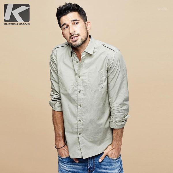 kuegou 2020 autumn 100% cotton black white shirt men dress button casual slim fit long sleeve for male fashion brand blouse 61781, White;black
kuegou 2020 autumn 100% cotton black white shirt men dress button casual slim fit long sleeve for male fashion brand blouse 61781, White;black