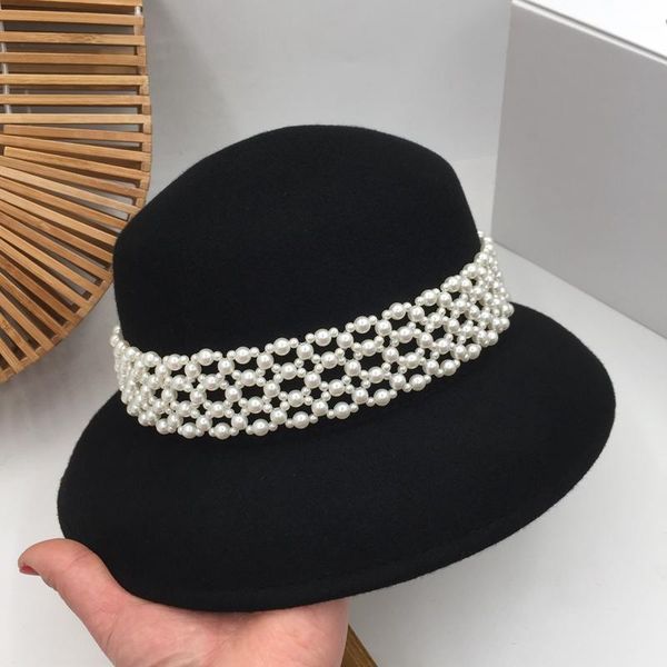 wide brim hats talent for autumn/winter in paragraph wool hat hand fisherman handmade pearl ribbon female basin black, Blue;gray
wide brim hats talent for autumn/winter in paragraph wool hat hand fisherman handmade pearl ribbon female basin black, Blue;gray