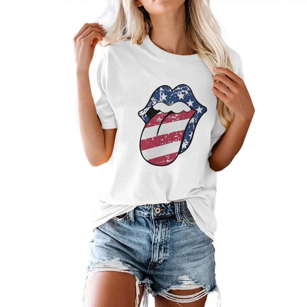 carney carney women's flag lip crew neck loose short sleeve t-shirt, Black;brown
carney carney women's flag lip crew neck loose short sleeve t-shirt, Black;brown