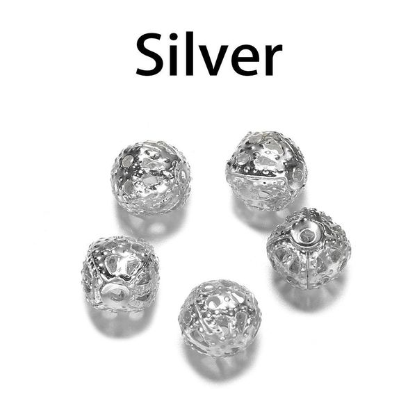 10 200pcs lot 4 20mm gold metal round seed spacer beads filigree hollow bead for diy bracelet necklace jewelry makings supplies h bbygfk, Silver
10 200pcs lot 4 20mm gold metal round seed spacer beads filigree hollow bead for diy bracelet necklace jewelry makings supplies h bbygfk, Silver