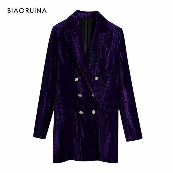 biaoruina women's purple french style velvet elegant long blazer notched collar double breasted fashion coat outerwear1, White;black
biaoruina women's purple french style velvet elegant long blazer notched collar double breasted fashion coat outerwear1, White;black