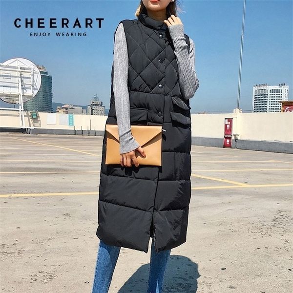 cheerart long vest winter coat women sleeveless down jacket slim female quilted coat femme korean waistcoat colete 201102, Black;white
cheerart long vest winter coat women sleeveless down jacket slim female quilted coat femme korean waistcoat colete 201102, Black;white