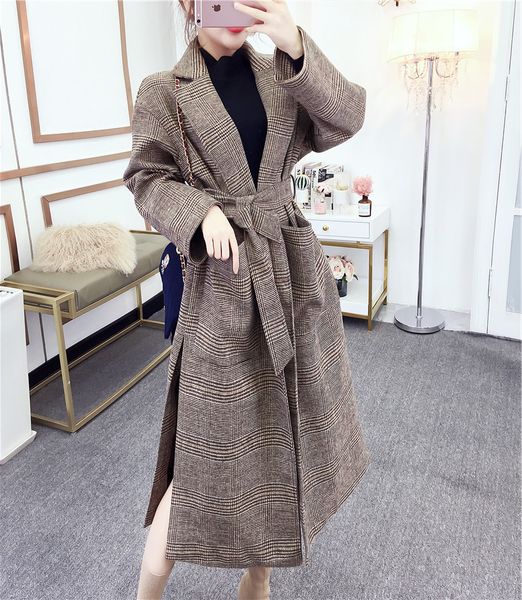 women's 2021 plaid woolen female winter loose mujer outwear ladies casual fashion high waist wool coat women e300, Black
women's 2021 plaid woolen female winter loose mujer outwear ladies casual fashion high waist wool coat women e300, Black