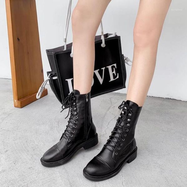 women autumn mid calf boots female lace up punk motorcycle boot fall shoes buckle strap zipper ladies low heel shoes ljb2011, Black
women autumn mid calf boots female lace up punk motorcycle boot fall shoes buckle strap zipper ladies low heel shoes ljb2011, Black
