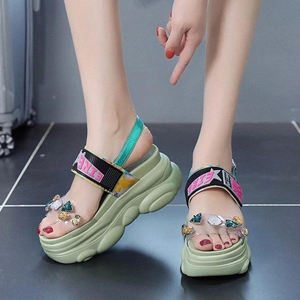 rimocy big rhinestone high wedges sandals women summer 2020 thick bottom ankle strap gladiator shoes woman platform sandalias #er85, Black 
rimocy big rhinestone high wedges sandals women summer 2020 thick bottom ankle strap gladiator shoes woman platform sandalias #er85, Black