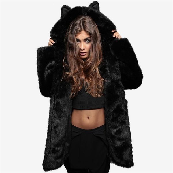 faux fur thicken hooded women's coats solid fox fur long sleeve cartoon ear warm lady hoody winter autumn female coat xxxl 201212, Black
faux fur thicken hooded women's coats solid fox fur long sleeve cartoon ear warm lady hoody winter autumn female coat xxxl 201212, Black