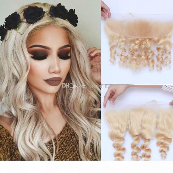 613 blonde brazilian virgin hair 8a lace frontal closure 13x4 loose wave full lace frontal closure bleached knots with baby hair, Black;brown
613 blonde brazilian virgin hair 8a lace frontal closure 13x4 loose wave full lace frontal closure bleached knots with baby hair, Black;brown